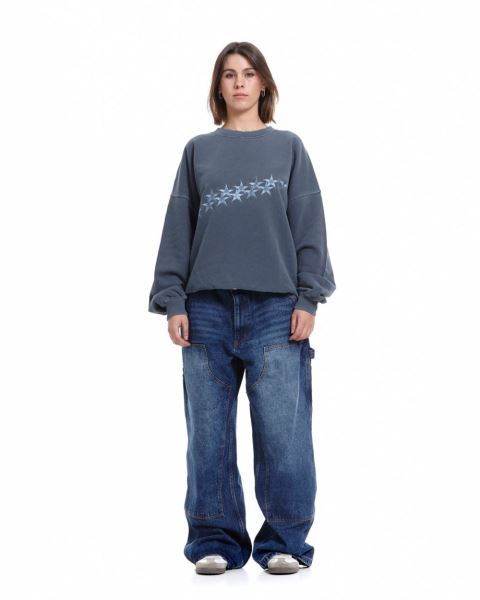 Cold Culture Stars Crewneck Sweatshirts Blue | 75302-OCHE