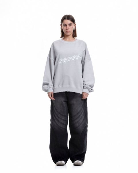 Cold Culture Stars Crewneck Sweatshirts Grey | 95381-DQHK