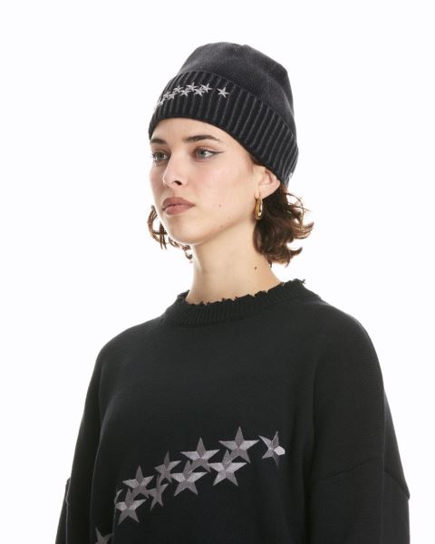 Cold Culture Stars Hem Beanie Black | 61298-TUKO