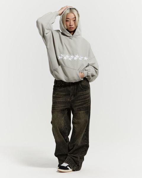 Cold Culture Stars Hoodie Grey | 60513-MKWD
