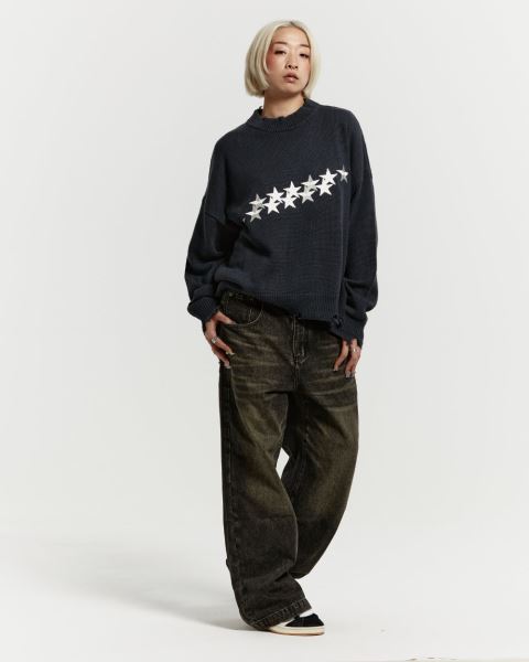 Cold Culture Stars Knitwear Black | 43529-OPZD
