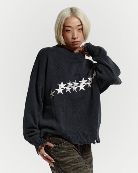 Cold Culture Stars Knitwear Black | 43529-OPZD