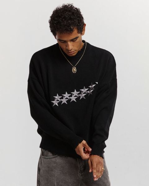 Cold Culture Stars Knitwear Black | 50128-IZHJ