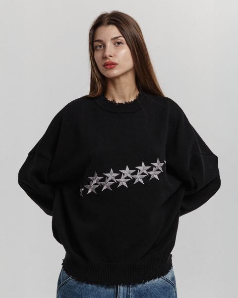 Cold Culture Stars Knitwear Black | 50128-IZHJ