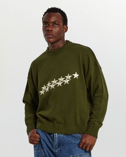 Cold Culture Stars Knitwear Green | 20849-BNVZ