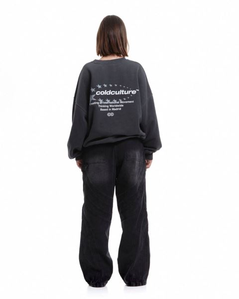 Cold Culture Stars Stella Crewneck Sweatshirts Black | 87649-NPVR