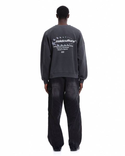 Cold Culture Stars Stella Crewneck Sweatshirts Black | 87649-NPVR