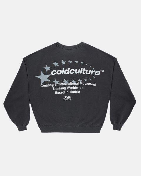 Cold Culture Stars Stella Crewneck Sweatshirts Black | 87649-NPVR