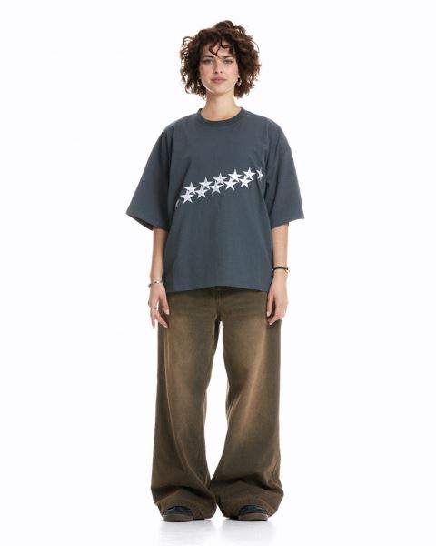 Cold Culture Stars T Shirt Blue | 70431-NCMS