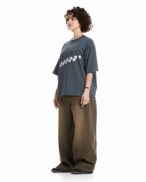Cold Culture Stars T Shirt Blue | 70431-NCMS