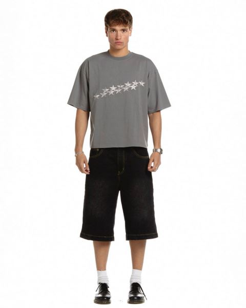 Cold Culture Stars T Shirt Grey | 02953-FSLR