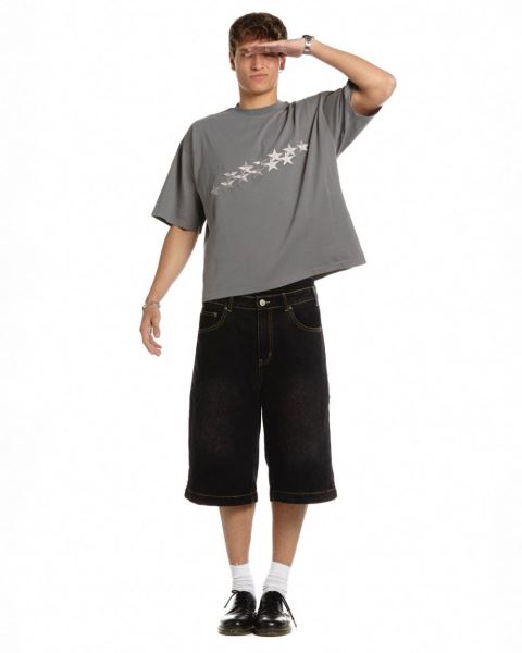 Cold Culture Stars T Shirt Grey | 02953-FSLR