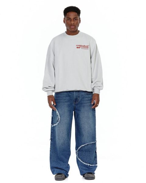 Cold Culture Status Patch Crewneck Sweatshirts Light Grey | 52390-JSVG