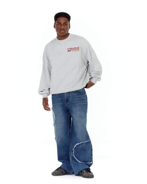 Cold Culture Status Patch Crewneck Sweatshirts Light Grey | 52390-JSVG