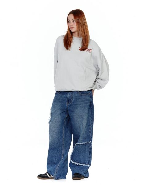 Cold Culture Status Patch Crewneck Sweatshirts Light Grey | 52390-JSVG