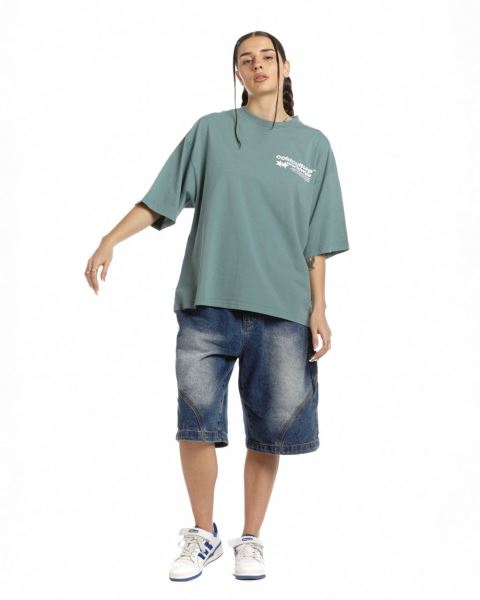 Cold Culture Status T Shirt Grey Green | 49516-CTLQ