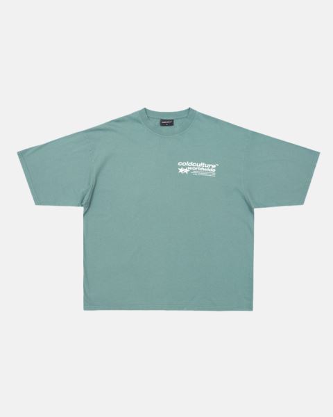 Cold Culture Status T Shirt Grey Green | 49516-CTLQ