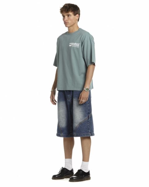 Cold Culture Status T Shirt Grey Green | 49516-CTLQ