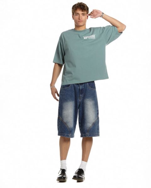 Cold Culture Status T Shirt Grey Green | 49516-CTLQ