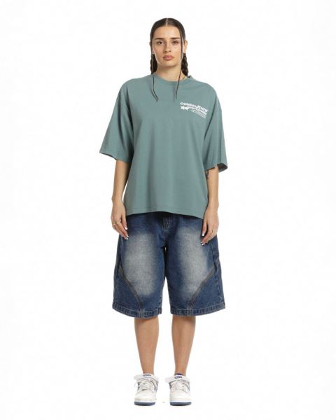 Cold Culture Status T Shirt Grey Green | 49516-CTLQ
