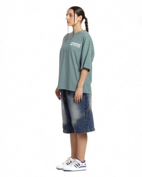 Cold Culture Status T Shirt Grey Green | 49516-CTLQ