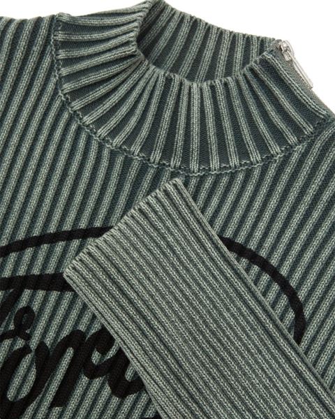 Cold Culture Streaked Ford Zipped Knitwear Olive Green | 25816-PVRL