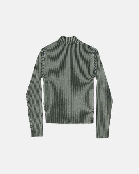 Cold Culture Streaked Ford Zipped Knitwear Olive Green | 25816-PVRL