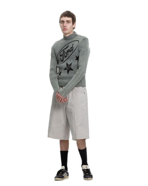 Cold Culture Streaked Ford Zipped Knitwear Olive Green | 25816-PVRL