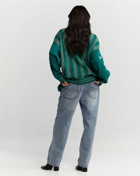 Cold Culture Structure Collar Knitwear Green | 12409-TFVX