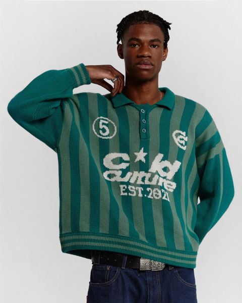 Cold Culture Structure Collar Knitwear Green | 12409-TFVX