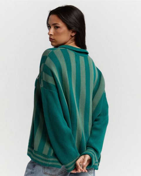 Cold Culture Structure Collar Knitwear Green | 12409-TFVX