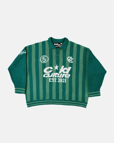 Cold Culture Structure Collar Knitwear Green | 12409-TFVX