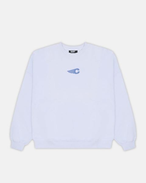 Cold Culture Tagline Crewneck Sweatshirts Light Blue | 23807-NXSU