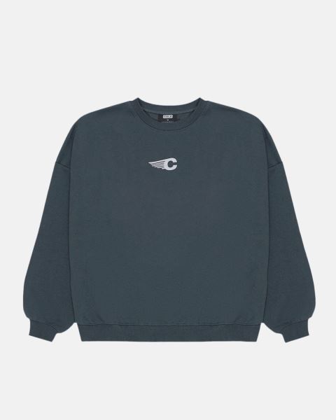 Cold Culture Tagline Crewneck Sweatshirts Blue | 38120-XVYT