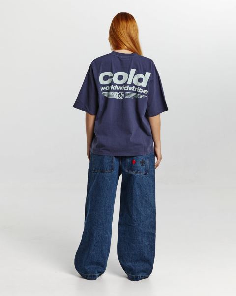 Cold Culture Tribe T Shirt Deep Blue | 28136-JWZF