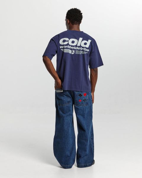 Cold Culture Tribe T Shirt Deep Blue | 28136-JWZF