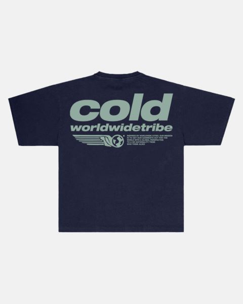 Cold Culture Tribe T Shirt Deep Blue | 28136-JWZF