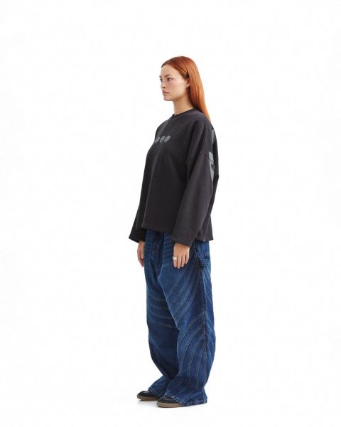 Cold Culture Triple World Crewneck Sweatshirts Black | 86539-JWSF