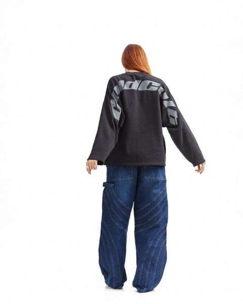 Cold Culture Triple World Crewneck Sweatshirts Black | 86539-JWSF