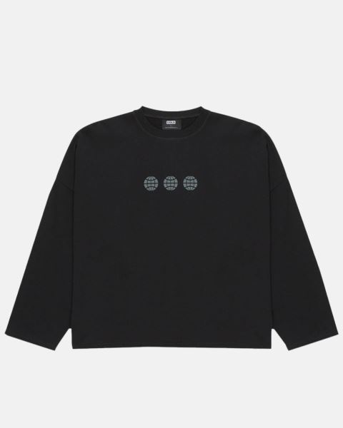 Cold Culture Triple World Crewneck Sweatshirts Black | 86539-JWSF