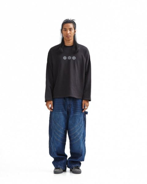 Cold Culture Triple World Crewneck Sweatshirts Black | 86539-JWSF