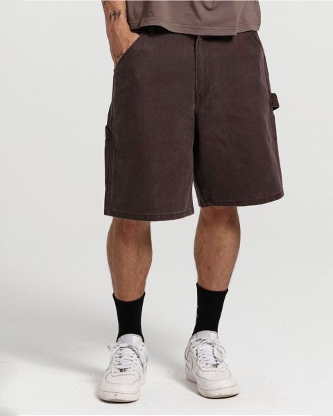 Cold Culture V1 Carpenter Shorts Grey Dark Brown | 60248-CYXT