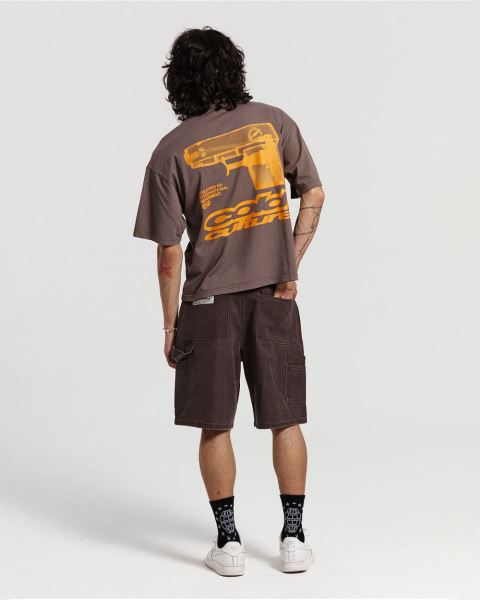 Cold Culture V1 Carpenter Shorts Grey Dark Brown | 60248-CYXT