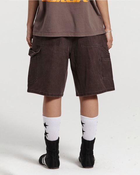 Cold Culture V1 Carpenter Shorts Grey Dark Brown | 60248-CYXT