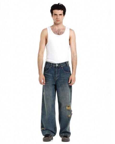 Cold Culture V2 Ripped Pants Dark Blue | 39578-KZDJ