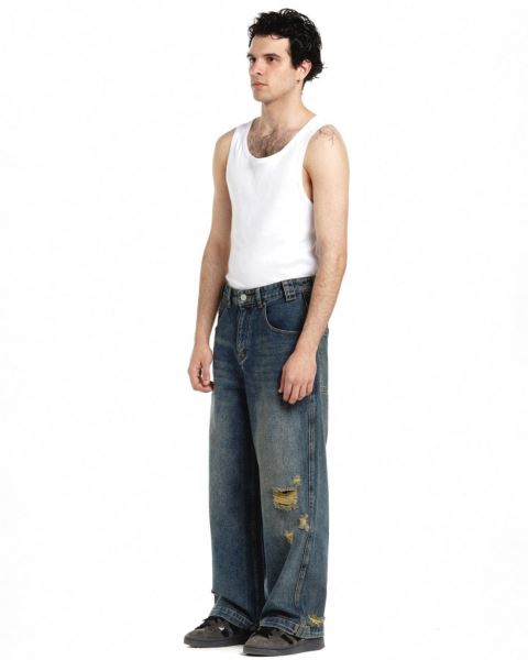Cold Culture V2 Ripped Pants Dark Blue | 39578-KZDJ