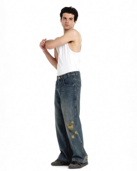 Cold Culture V2 Ripped Pants Dark Blue | 39578-KZDJ