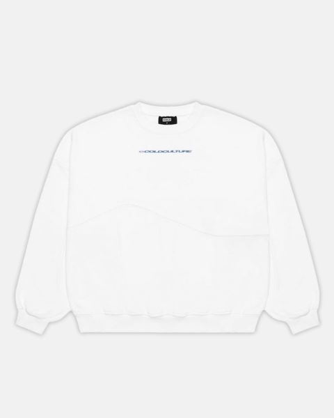 Cold Culture Worker Patchwork Crewneck Sweatshirts White | 60487-RMYL