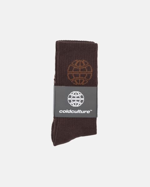 Cold Culture World Embroidered Socks Brown | 58231-PIQZ