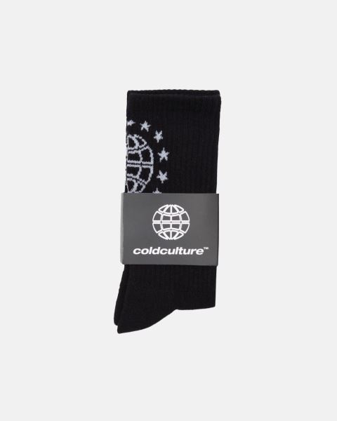Cold Culture World Stars Socks Black | 45639-KXRJ